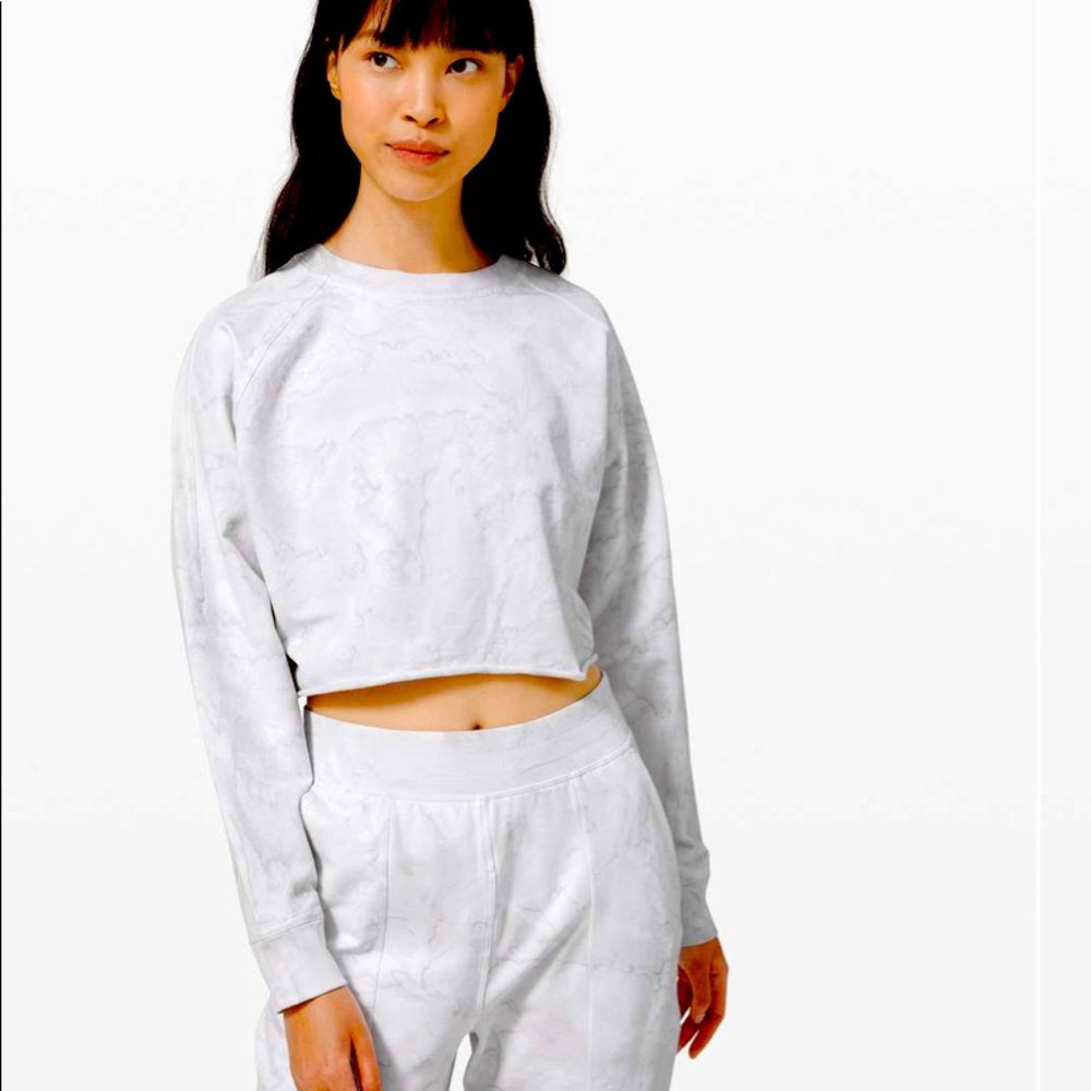 LA Pullover Crew in Watercolor Washed Wht/Stargaze